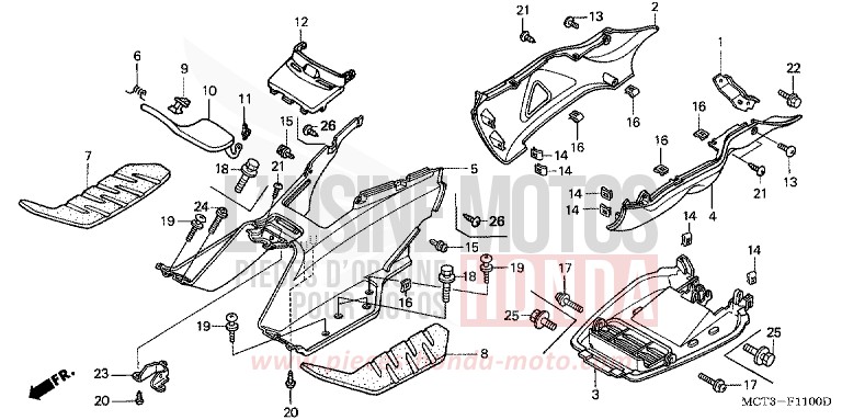 MARCHE DE PLANCHER/COUVERCLE INFERIEUR de SILVER WING FORCE SILVER METALLIC (NH411) de 2002